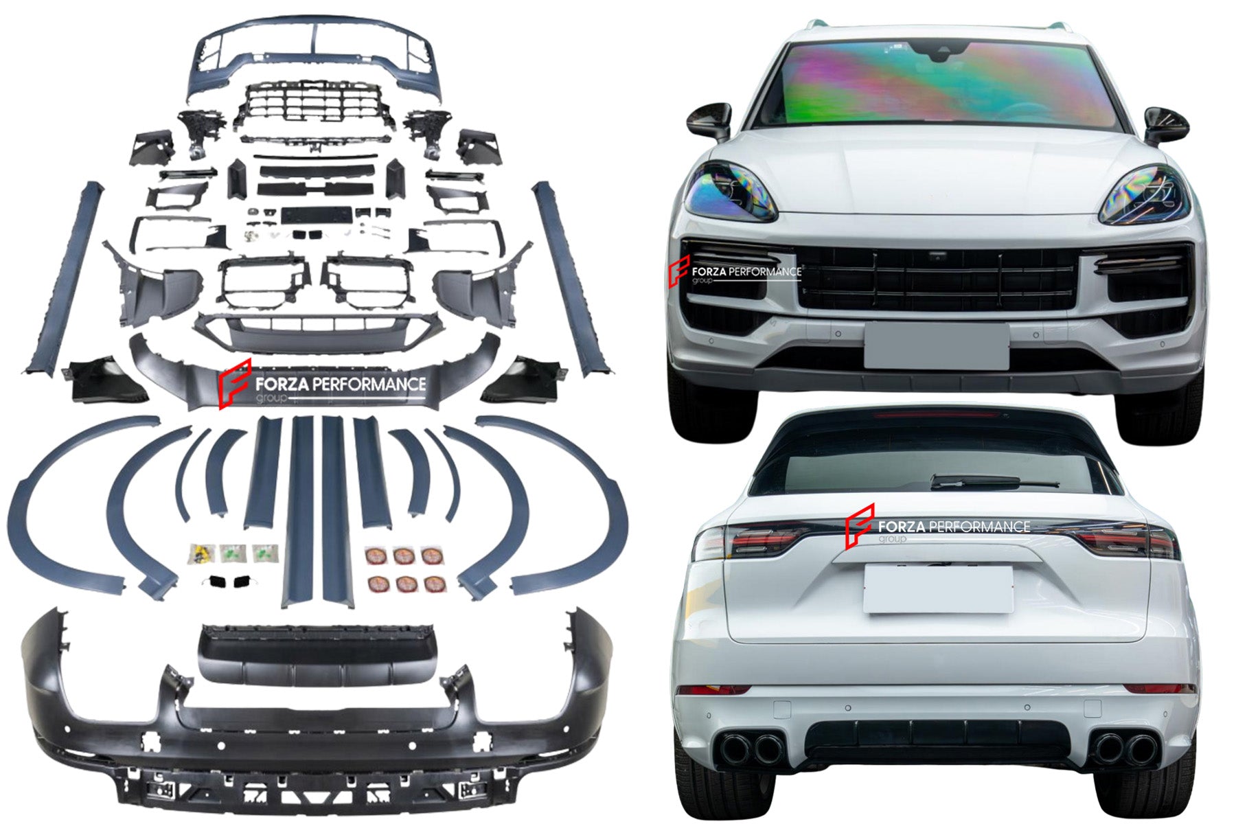 BODY KIT for PORSCHE CAYENNE 9Y0.1 2018 - 2023 UPGRADE to 9Y0.2 2024+ GTS SD STYLE (Simple Version)

Set includes:

Front Bumper
Fender Flares
Side Trims
Side Skirts
Rear Diffuser

Material: Plastic

Note: Professional installation is required

CONTACT US FOR PRICING.

Why “Contact Us for Pricing”?

We don’t display fixed prices because our goal is to offer you the most competitive deal possible. Product costs often decrease over time, and by requesting a quote, you’ll receive our most up-to-date price on t