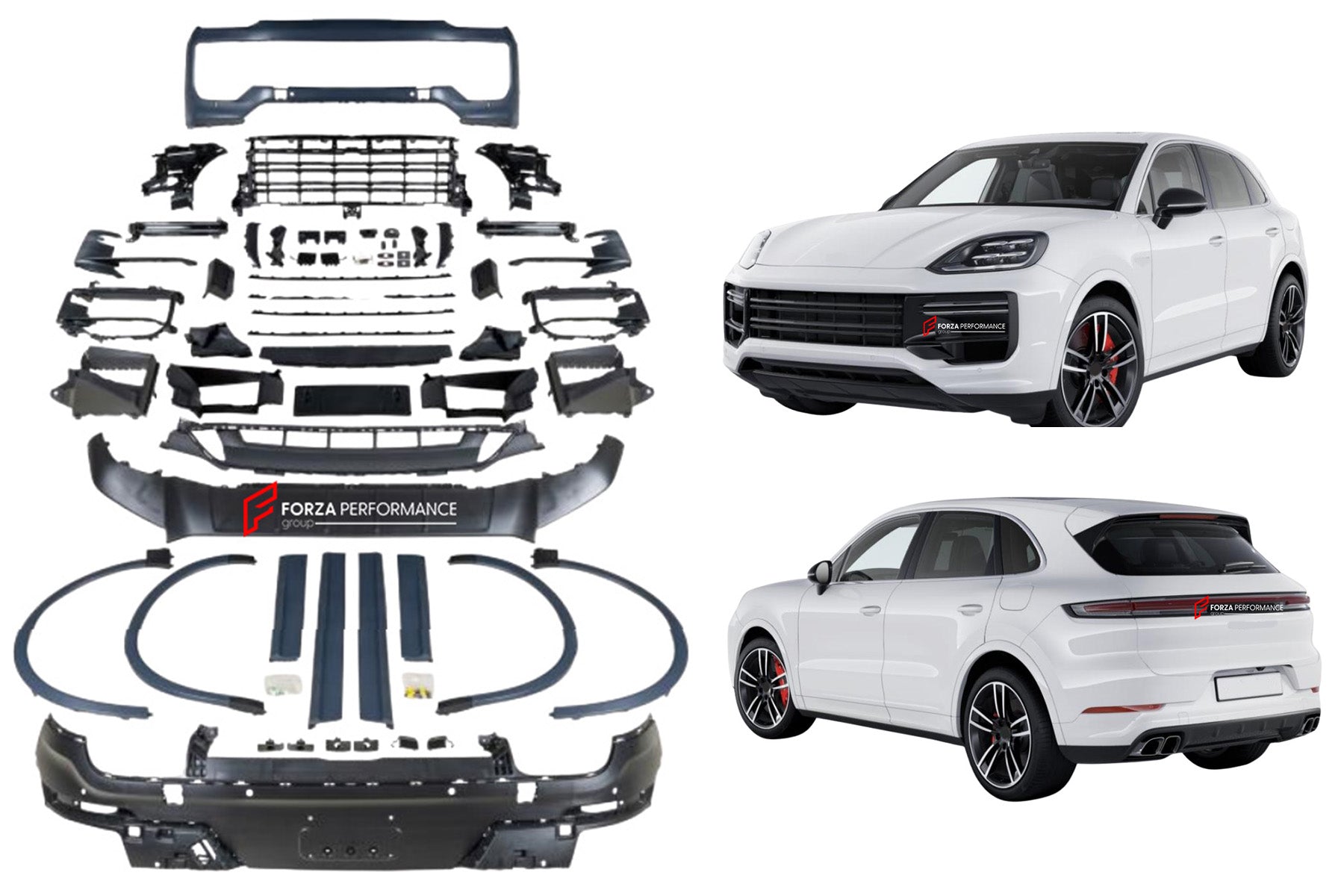 BODY KIT for PORSCHE CAYENNE 9Y0.1 2018 - 2023 UPGRADE to 9Y0.2 2024+ TURBO STYLE

Set includes:

Front Assembly
Side Fenders

Side Skirts

Rear Diffuser


Note: Professional installation is required

CONTACT US FOR PRICING.

Why “Contact Us for Pricing”?

We don’t display fixed prices because our goal is to offer you the most competitive deal possible. Product costs often decrease over time, and by requesting a quote, you’ll receive our most up-to-date price on the market.

SECURED PAYMENT METHODS body kit