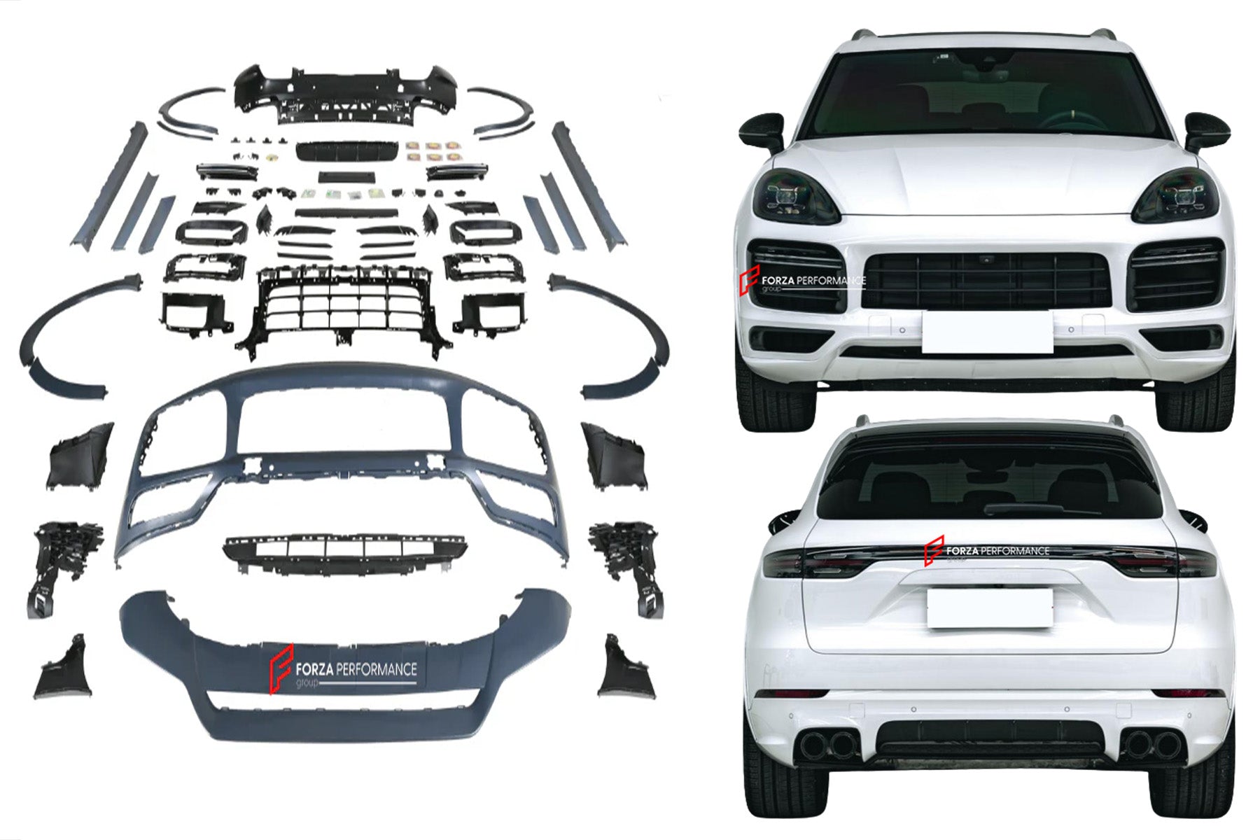 BODY KIT for PORSCHE CAYENNE 9Y0.1 2018 - 2023  Set includes:  Front Bumper Fender Flares Side Trims Side Skirts Rear Diffuser