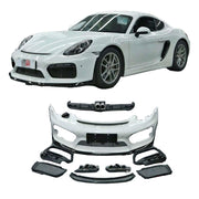 CONVERSION UPGRADE BODY KIT for PORSCHE CAYMAN BOXSTER 981 2013 - 2016 upgrade to GT4

Set includes:

Front Lip
Front Bumper Assembly

Rear Diffuser
Exhaust Tips

Material: Plastic

NOTE: Professional installation is required.
