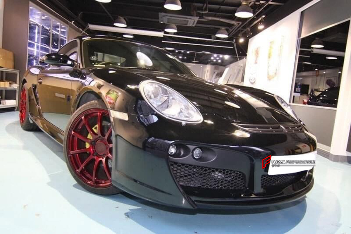 Body Kit for Porsche Cayman 987 2006 - 2008
Set includes:

Front Bumper
LED Fog Light
Rear Bumper
Side Skirts
Rear Spoiler Wing
NOTE: Professional installation is required.