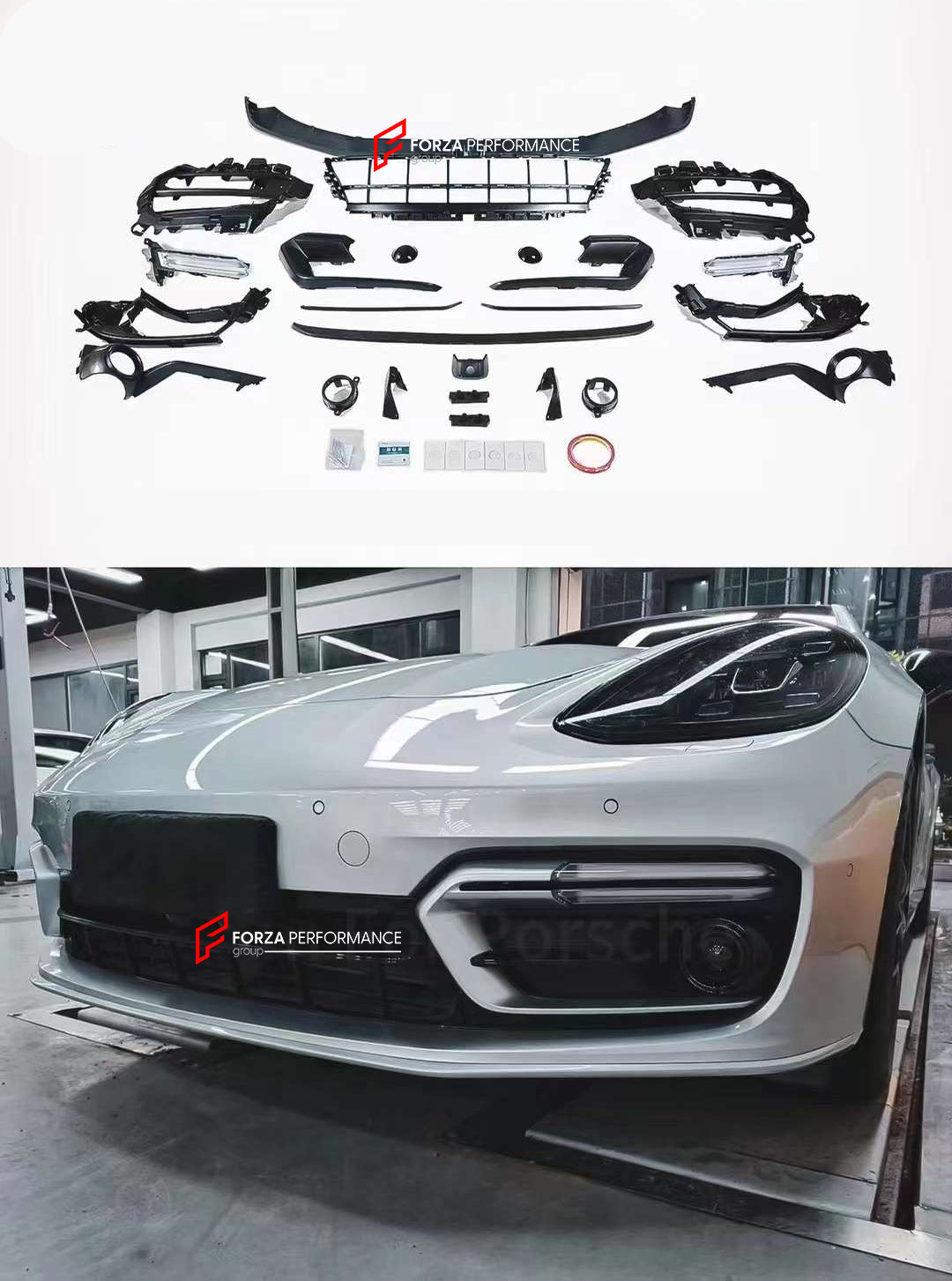 BODY KIT for PORSCHE PANAMERA 971.2 2021 - 2023

Set includes:

Front Lip
Mesh
LED DRL Lights

Material: Plastic

NOTE: Professional installation is required