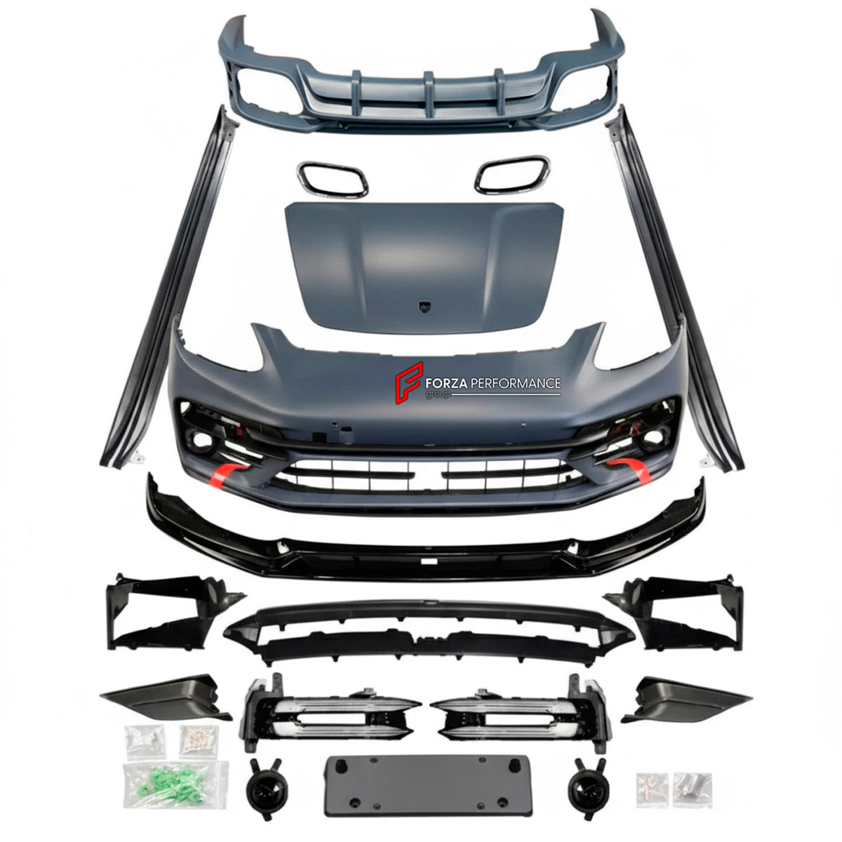 BODY KIT for Porsche Panamera G2 971 2016 - 2020
Set includes:

Front Bumper Assembly
Front Lip
Side Skirts
Rear Diffuser
Material: Plastic

NOTE: Professional installation is required.