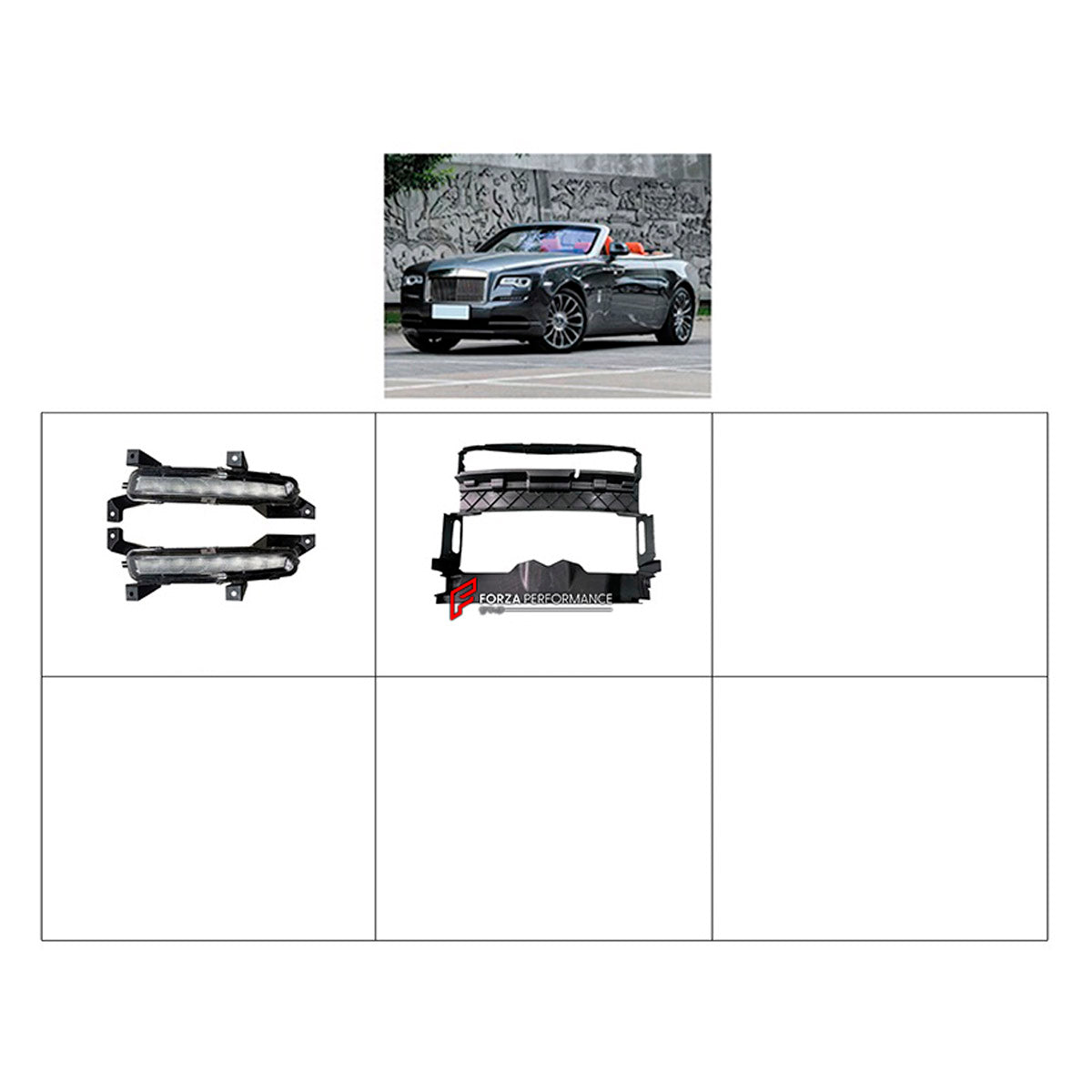 BODY KIT for Rolls-Royce Wraith 2021+
Set includes:

Front Bumper Assembly
Front Grille
Material: Plastic

NOTE: Professional installation is required.
