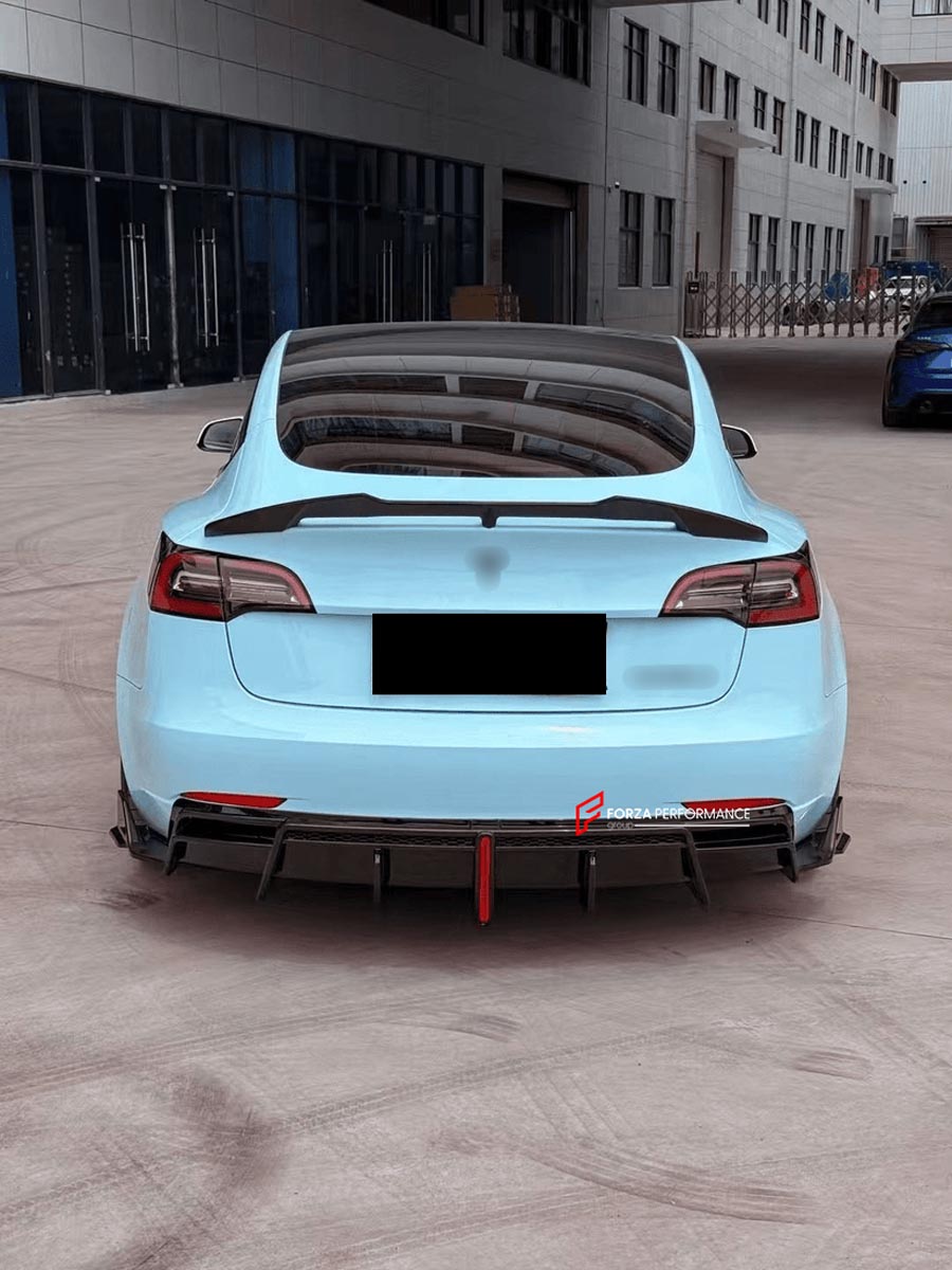 BODY KIT for TESLA MODEL 3 2017 - 2023 FORZA PERFORMANCE Custom fit Dry Carbon VTEN Design Style
Set includes:

One Piece Front Lip
Front Bumper Canards
Rear Lip
Rear Corners
Rear Spoiler
Material: Plastic

NOTE: Professional installation is required.