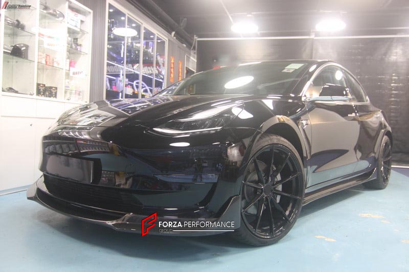 BODY KIT for TESLA MODEL 3 FR DESIGN CARBON FIBER

Set includes:
Front Splitter
Rear Diffuser
Side Skirt
Tail Spoiler

Material: Carbon

NOTE: Professional installation is required.