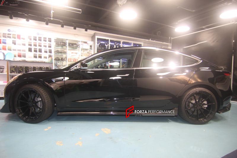 BODY KIT for TESLA MODEL 3 FR DESIGN CARBON FIBER

Set includes:
Front Splitter
Rear Diffuser
Side Skirt
Tail Spoiler

Material: Carbon

NOTE: Professional installation is required.