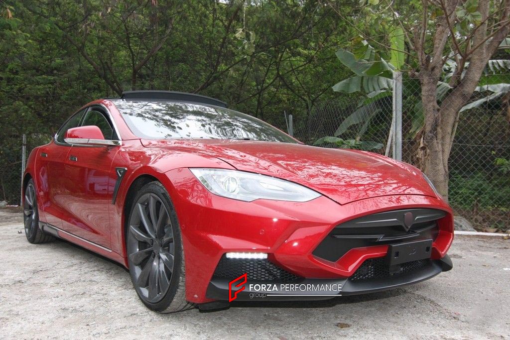BODY KIT for TESLA MODEL S LAR STYLE

Set includes:
Front Bumper With Front Grille
Rear Bumper
Fender Emblem Cover
Rear Trunk Accessory
Tail Spoiler
Side Skirt Insert

Material: 

NOTE: Professional installation is required.