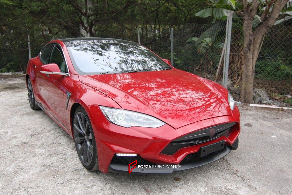 BODY KIT for TESLA MODEL S LAR STYLE

Set includes:
Front Bumper With Front Grille
Rear Bumper
Fender Emblem Cover
Rear Trunk Accessory
Tail Spoiler
Side Skirt Insert

Material: 

NOTE: Professional installation is required.