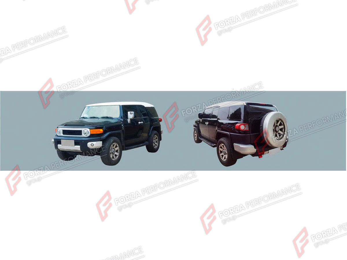 BODY KIT for TOYOTA FJ CRUISER 2007 - 2023 FORZA PERFORMANCE custom fit TRD Style

Set includes:
Front Grille
Side Steps
Fog Lights
Fog Lights Covers

Material: Plastic

NOTE: Professional installation is required.