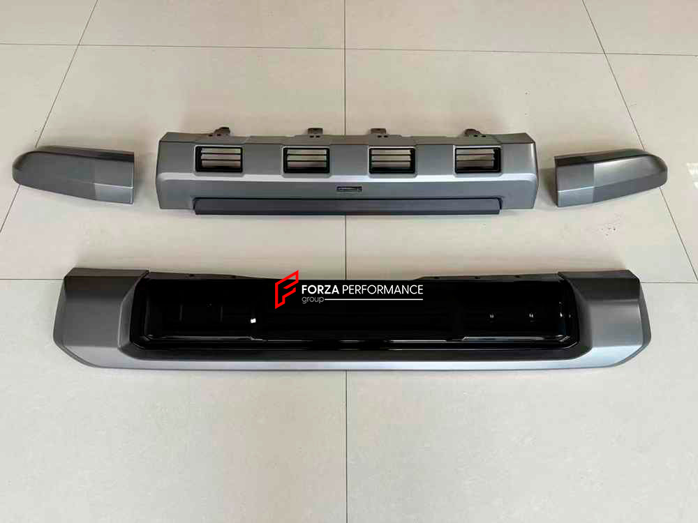 BODY KIT for TOYOTA LAND CRUISER 250 LC 250 2024

Set includes:

Front Bumper Fog Light Trims
Front Skid Plate
Side Fender Trims
Side Door Trims
Roof Spoiler
Rear Trunk Trim
Rear Bumper Step Guard

Material: Plastic

Note: Professional installation is required.