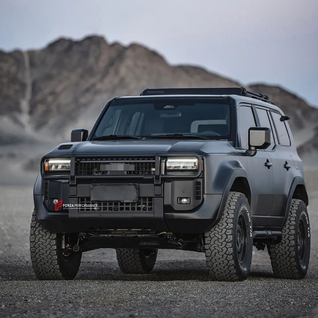 FRONT BUMPER with BULL BAR for TOYOTA LAND CRUISER 250 LC 250 2024

Set includes:

Front Bumper with Bull Bar

Weight: 48.7 kg (107.36 lbs)

Material: Stainless Steel, Aluminium, Magnesium.

Note: Professional installation is required.