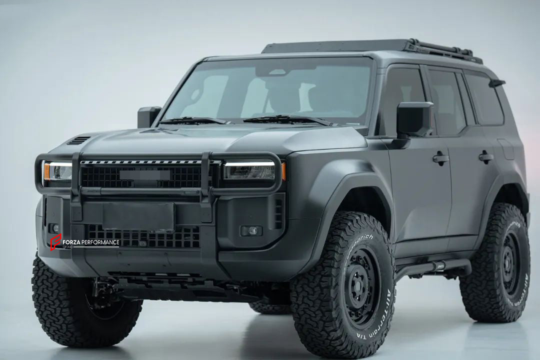 FRONT BUMPER with BULL BAR for TOYOTA LAND CRUISER 250 LC 250 2024

Set includes:

Front Bumper with Bull Bar

Weight: 48.7 kg (107.36 lbs)

Material: Stainless Steel, Aluminium, Magnesium.

Note: Professional installation is required.