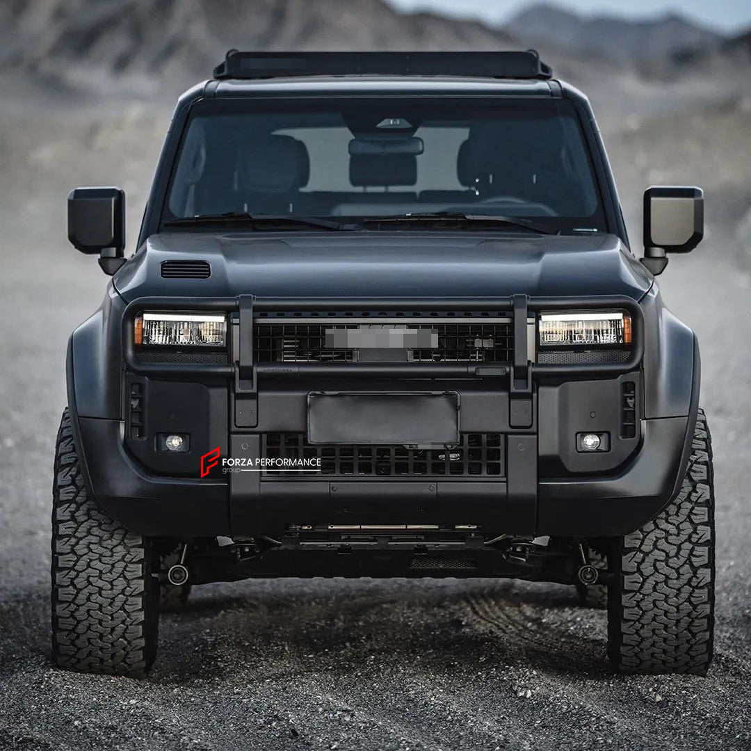 FRONT BUMPER with BULL BAR for TOYOTA LAND CRUISER 250 LC 250 2024

Set includes:

Front Bumper with Bull Bar

Weight: 48.7 kg (107.36 lbs)

Material: Stainless Steel, Aluminium, Magnesium.

Note: Professional installation is required.