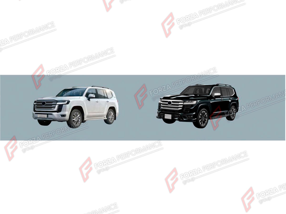 BODY KIT for TOYOTA LAND CRUISER 300 2021+ FORZA PERFORMANCE custom fit Middle East Style
Set includes:

Front Bumper Assembly
Front Grille
Fender Flares
Rear Bumper Assembly
Mud Flaps
Material: Plastic

NOTE: Professional installation is required.
