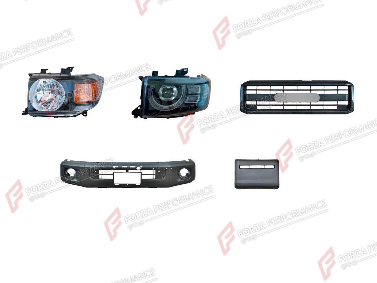 BODY KIT for TOYOTA LAND CRUISER 79 2021+

Set includes:
Headlights
Front Grille
Front Bumper

Material: Plastic

NOTE: Professional installation is required.