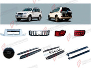 BODY KIT for TOYOTA LAND CRUISER PRADO 120 2002 - 2009

Set includes:
Front Bumper
Front Grille
Tail Lights
LED Tail Lights
Spare Wheel Tire Cover
Electric Side Steps With LED Lights

Material: Plastic

NOTE: Professional installation is required.