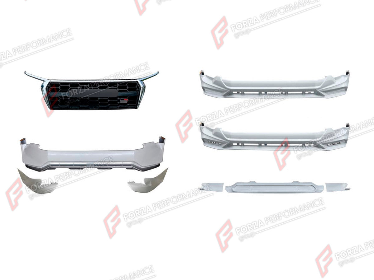 BODY KIT for TOYOTA LAND CRUISER PRADO 150 FACELIFT 2017 - 2024 FORZA PERFORMANCE custom fit TRD Style

Set includes:
Front Bumper Assembly
Front Grille
LED Headlights
Rear Bumper Assembly

Material: Plastic

NOTE: Professional installation is required.