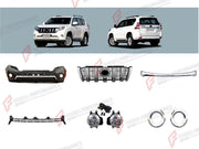 BODY KIT for TOYOTA LAND CRUISER PRADO 150 2009 - 2016

Set includes:
Front Bumper
Front Grille
Hood Panel Trim
Fog Lights
Fog Lights Covers

Material: Plastic

NOTE: Professional installation is required.