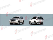 BODY KIT for TOYOTA LAND CRUISER PRADO 150 2009 - 2016

Set includes:
Hood Sound Insulation Mat
Mud Flaps
Side Mirror Covers
Spare Wheel Tire Cover
Front Bumper Bracket
Rear Bumper Bracket

Material: Plastic

NOTE: Professional installation is required.