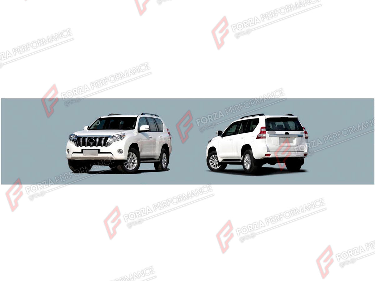 BODY KIT for TOYOTA LAND CRUISER PRADO 150 2009 - 2016

Set includes:
Hood Sound Insulation Mat
Mud Flaps
Side Mirror Covers
Spare Wheel Tire Cover
Front Bumper Bracket
Rear Bumper Bracket

Material: Plastic

NOTE: Professional installation is required.