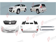BODY KIT for TOYOTA LAND CRUISER PRADO 150 2009 - 2016

Set includes:
Front Grille
Front Bumper Assembly
Rear Bumper Assembly
Side Steps

Material: Plastic

NOTE: Professional installation is required.