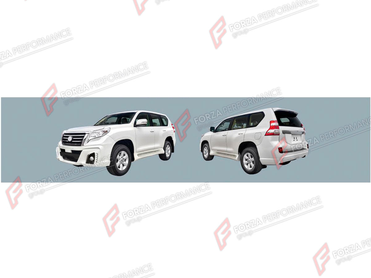 BODY KIT for TOYOTA LAND CRUISER PRADO 150 2009 - 2016

Set includes:
Front Grille
Front Bumper Assembly
Rear Bumper Assembly
Side Steps

Material: Plastic

NOTE: Professional installation is required.