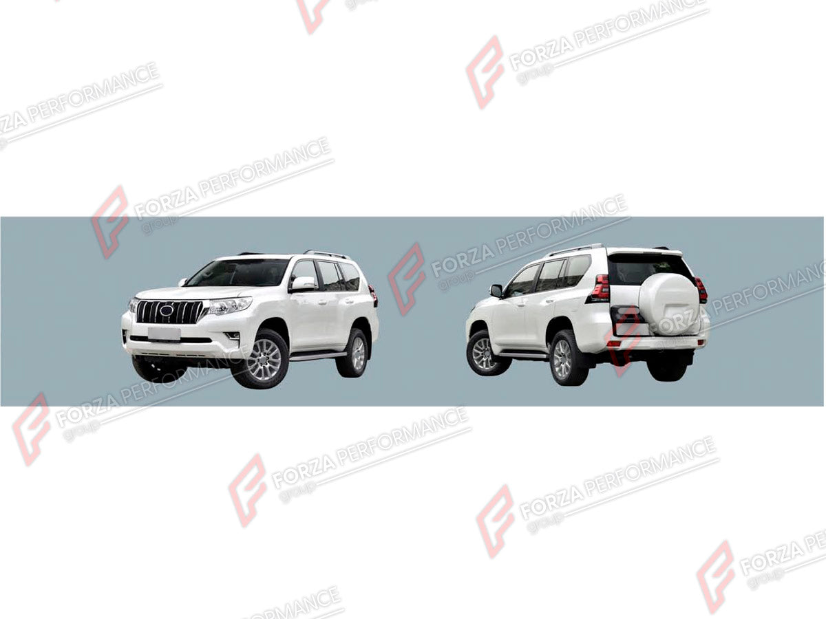 BODY KIT for TOYOTA LAND CRUISER PRADO 150 FACELIFT 2017 - 2024 FORZA PERFORMANCE custom fit TRD Style

Set includes:
Headlights
Headlight Covers
Tail Lights
Tail Light Covers
Fog Lights
Fog Lights Covers
Front Grille
Side Steps

Material: Plastic

NOTE: Professional installation is required.