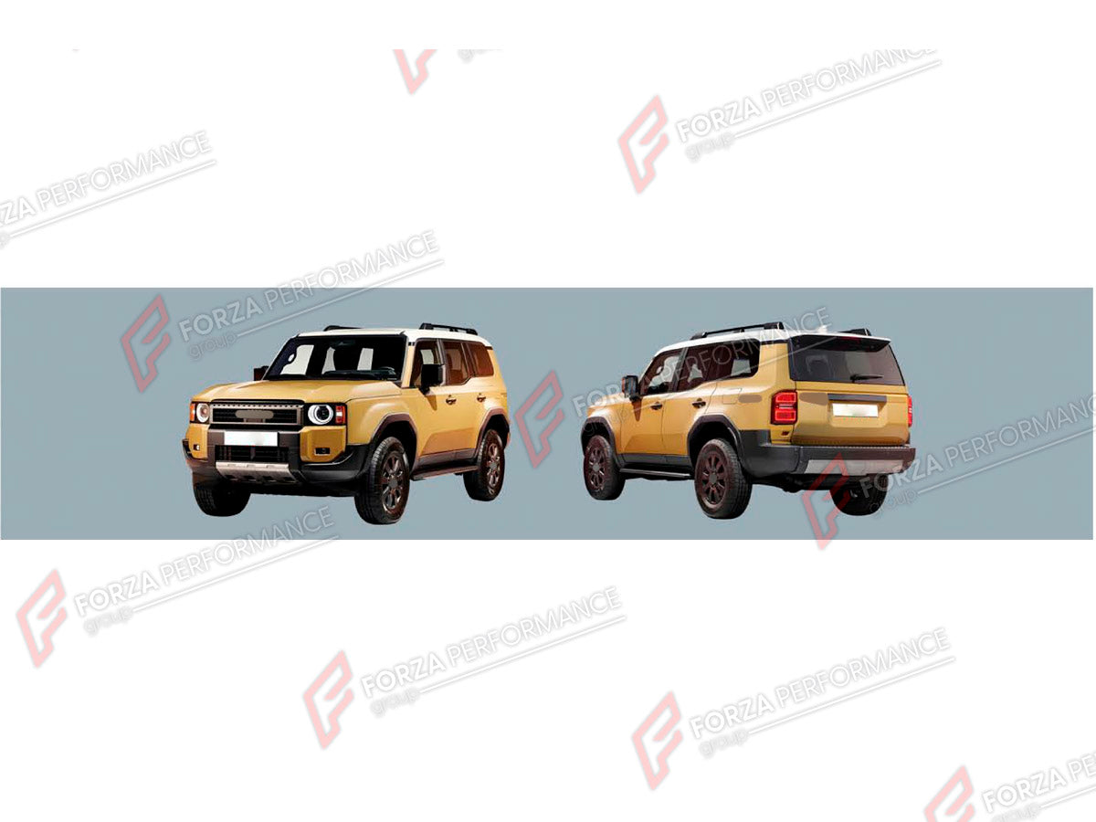 BODY KIT for TOYOTA LAND CRUISER PRADO 250 2023+ FORZA PERFORMANCE custom fit High Vision Style
Set includes:

Front Bumper Assembly
Front Grille
Headlights
Fender Flares
Rear Bumper Assembly
Material: Plastic

NOTE: Professional installation is required.