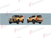 BODY KIT for TOYOTA LAND CRUISER PRADO 250 2023+ FORZA PERFORMANCE custom fit High Vision Style
Set includes:

Front Bumper
Rear Bumper
Hood Air Vent Covers
LED Headlights
Trailer Hitch Ball Hook
Rear Spoiler Wing
Roof Spoiler
Material: Plastic

NOTE: Professional installation is required.