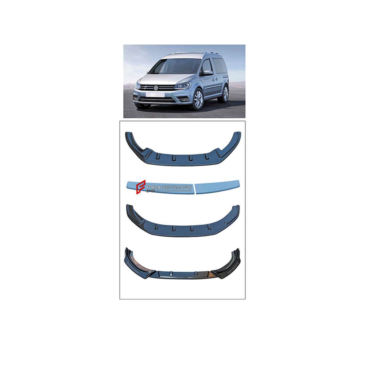 BODY KIT for Volkswagen Caddy Iii Facelift 2010 - 2015
Set includes:

Front Lip
Roof Spoiler
Material: Plastic

NOTE: Professional installation is required.
