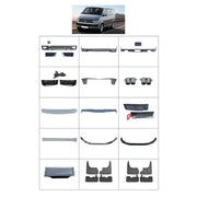 BODY KIT for Volkswagen Caravelle T6 2015 - 2019
Set includes:

Front Lip
Front Bumper Assembly
Side Skirts
Roof Spoiler
Mud Flaps
Exhaust Tips
Material: Plastic

NOTE: Professional installation is required.