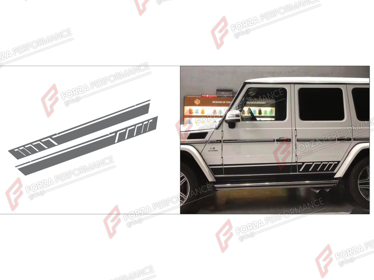 BODY SIDE DOOR MOLDINGS for MERCEDES-BENZ G-CLASS W463 2008 - 2018

Set includes:
Body Side Door Moldings

Material: Plastic

NOTE: Professional installation is required.