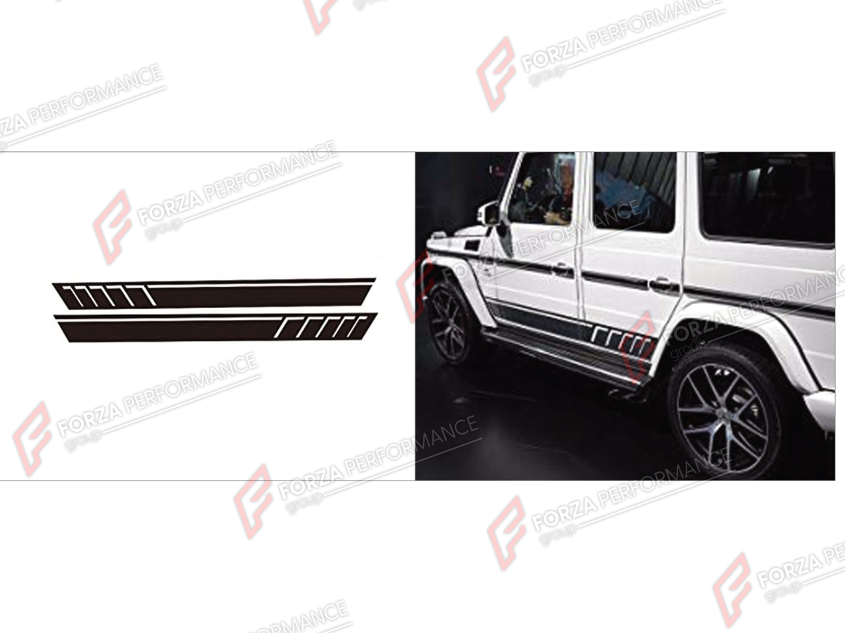 BODY SIDE DOOR STICKERS for Mercedes-Benz G-Class W464 2019 - 2024
Set includes:

Body Side Door Stickers
Material: Plastic

NOTE: Professional installation is required.