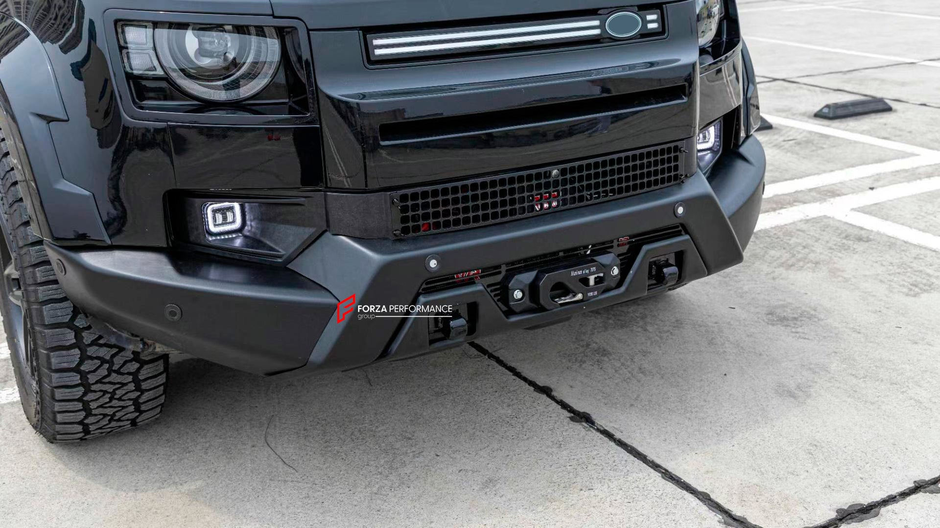 ALUMINUM FRONT WINCH BUMPER for LAND ROVER DEFENDER L663 2019+

Set includes:
Front Winch Bumper

Material: Aluminum
Note: Professional installation is required