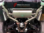 VALVED EXHAUST CATBACK MUFFLER for CADILLAC CT4 2.0T 2019+  Valved exhaust, meaning that has remote, controlled valves - allowing a switch between an aggressive loud sports sound and a sound that is closer to the OEM sound.  Set includes:  Center Pipes Muffler with valves Valve control box with remote control (you may also reuse your factory exhaust valve motors