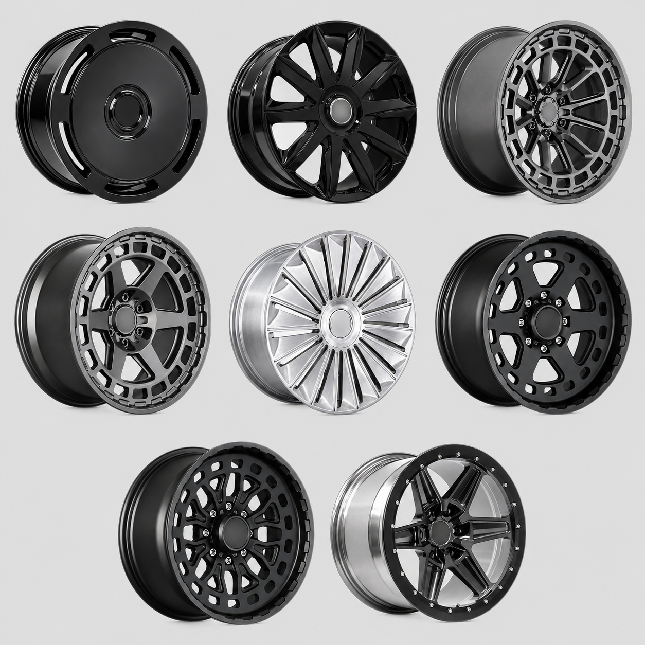 FORGED WHEELS RIMS for CADILLAC VISTIQ 2027+

Custom forged wheels for Cadillac Vistiq 2027+. Made-to-order monoblock, 2-piece and 3-piece rims in custom sizes, offsets, colors and finishes with guaranteed fitment.

We manufacture premium quality forged wheels rims for Cadillac Vistiq 2027+ in any design, size, color.

WHEEL SIZE:

Front: 22 x 10 ET 40
Rear: 22 x 10 ET 40
PCD: 6 x 139.7
CB: 78.1
Material: 6061-T6 Forged Aluminum
THIS WHEEL DESIGN CAN BE CUSTOM-MADE FOR YOUR CAR IN ANY SIZE AND COLOR OPTIONS
