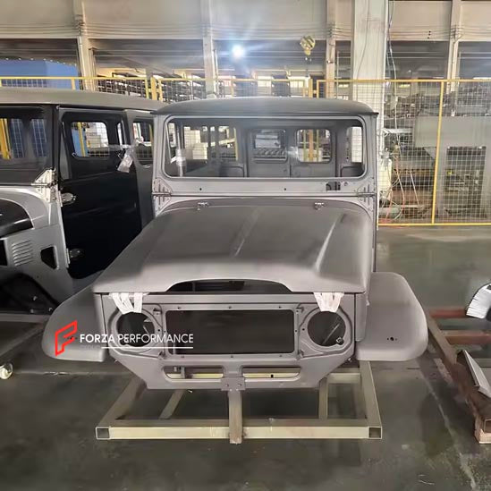 CAR BODY SHELL for LAND CRUISER 40 SERIES FJ40 FJ45 FJ43 HJ45 BJ40 FJ47 1960 - 1984

Set includes:

Body Shell
Front Grille Cover
Front Hood / Bonnet
Dashboard
Front Fenders
Doors
Rear Fenders
Rear Hood / Bonnet
Rear Bumper

Material: Steel.

Warranty: 1 year, unlimited mileage warranty

NOTE: Professional installation is required.