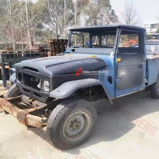 CAR BODY SHELL for LAND CRUISER 40 SERIES FJ40 FJ45 FJ43 HJ45 BJ40 FJ47 1960 - 1984

Set includes:

Body Shell
Front Grille Cover
Front Hood / Bonnet
Dashboard
Front Fenders
Doors
Rear Fenders
Rear Hood / Bonnet
Rear Bumper

Material: Steel.

Warranty: 1 year, unlimited mileage warranty

NOTE: Professional installation is required.