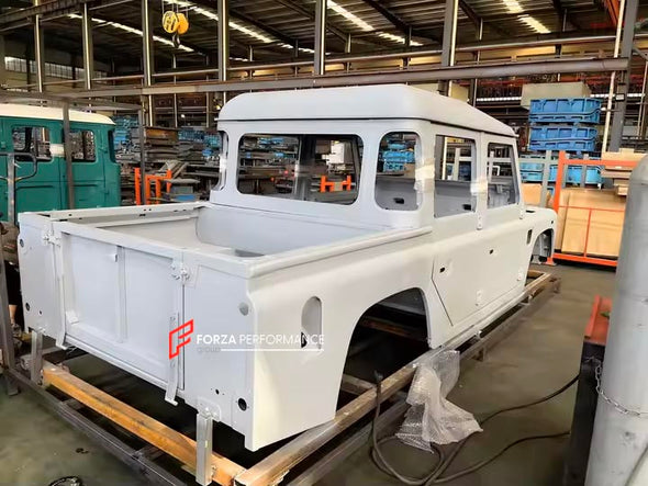 CAR BODY SHELL for LAND ROVER DEFENDER 90 110 130 L315 L316 1983 - 2016

Set includes:

Body Shell
Front Grille Cover
Front Hood / Bonnet
Dashboard
Front Fenders
Doors
Rear Fenders
Rear Hood / Bonnet
Rear Bumper

Material: Steel.

Warranty: 1 year, unlimited mileage warranty

NOTE: Professional installation is required.