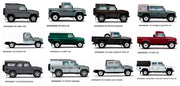 CAR BODY SHELL for LAND ROVER DEFENDER 90 110 130 L315 L316 1983 - 2016

Set includes:

Body Shell
Front Grille Cover
Front Hood / Bonnet
Dashboard
Front Fenders
Doors
Rear Fenders
Rear Hood / Bonnet
Rear Bumper

Material: Steel.

Warranty: 1 year, unlimited mileage warranty

NOTE: Professional installation is required.