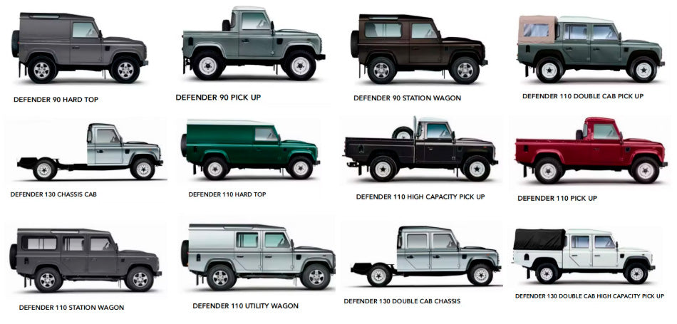 CAR BODY SHELL for LAND ROVER DEFENDER 90 110 130 L315 L316 1983 - 2016

Set includes:

Body Shell
Front Grille Cover
Front Hood / Bonnet
Dashboard
Front Fenders
Doors
Rear Fenders
Rear Hood / Bonnet
Rear Bumper

Material: Steel.

Warranty: 1 year, unlimited mileage warranty

NOTE: Professional installation is required.