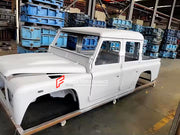 CAR BODY SHELL for LAND ROVER DEFENDER 90 110 130 L315 L316 1983 - 2016

Set includes:

Body Shell
Front Grille Cover
Front Hood / Bonnet
Dashboard
Front Fenders
Doors
Rear Fenders
Rear Hood / Bonnet
Rear Bumper

Material: Steel.

Warranty: 1 year, unlimited mileage warranty

NOTE: Professional installation is required.