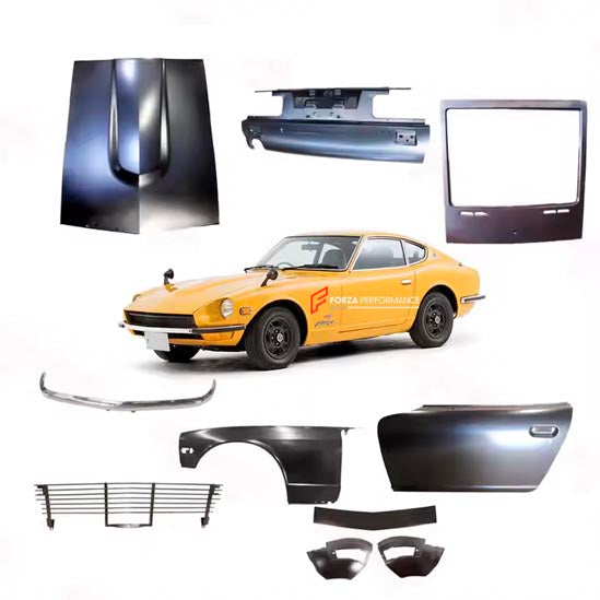 CAR BODY SHELL for NISSAN DATSUN 240Z 260Z 280Z S30 1969-1978

Set includes:

Body Shell
Front Grille Cover
Front Hood / Bonnet
Dashboard
Front Fenders
Doors
Rear Fenders
Rear Hood / Bonnet
Rear Bumper

Material: Steel.

Warranty: 1 year, unlimited mileage warranty