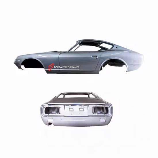 CAR BODY SHELL for NISSAN DATSUN 240Z 260Z 280Z S30 1969-1978

Set includes:

Body Shell
Front Grille Cover
Front Hood / Bonnet
Dashboard
Front Fenders
Doors
Rear Fenders
Rear Hood / Bonnet
Rear Bumper

Material: Steel.

Warranty: 1 year, unlimited mileage warranty