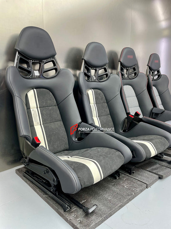 CARBON BUCKET SEATS for PORSCHE 911 992.1 GT3RS 2023+
Advantages of Forza Performance Group Bucket Seats:
Fully Customizable Design.
Optional Memory Foam Insert.
Integrated Side Airbags.
Electric Connectors to Seat Belts.
Seat Occupancy Sensor.
Custom Options:

Inserts:Tartan, Pepita, Custom Design.
Finishing Options: Alcantara, Leather, Eco Leather.
Logo Options: Custom Logo.