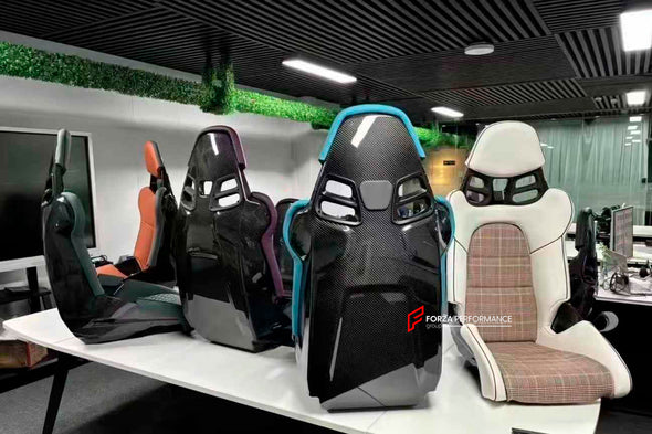 CARBON BUCKET SEATS for PORSCHE 911 992.1 GT3RS 2023+
Advantages of Forza Performance Group Bucket Seats:
Fully Customizable Design.
Optional Memory Foam Insert.
Integrated Side Airbags.
Electric Connectors to Seat Belts.
Seat Occupancy Sensor.
Custom Options:

Inserts:Tartan, Pepita, Custom Design.
Finishing Options: Alcantara, Leather, Eco Leather.
Logo Options: Custom Logo.