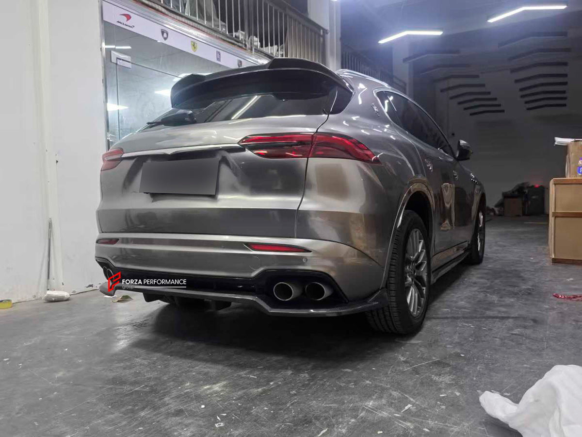 CARBON AERO KIT for MASERATI GRECALE 2022+

Set includes:
Front Lip
Side Skirt
Rear diffuser
Roof Spoiler

Material: Carbon Fiber

Note: Professional installation is required.