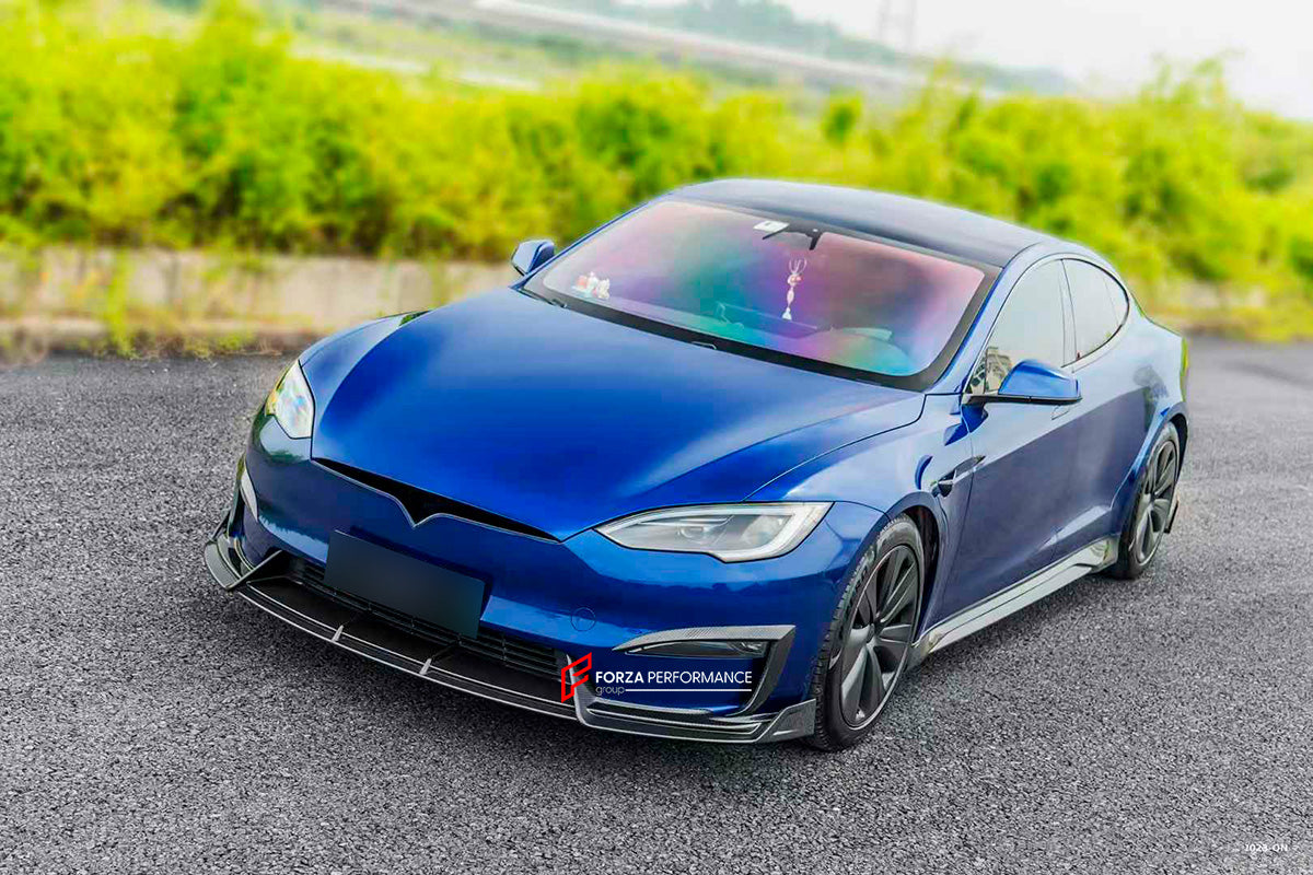 CARBON AERO KIT for TESLA MODEL S 2021+

Set includes:

Front lip
Front Bumper Trims
Side Skirts

Rear Spoiler
Rear Diffuser

Material: Carbon Fiber

Note: Professional installation is required