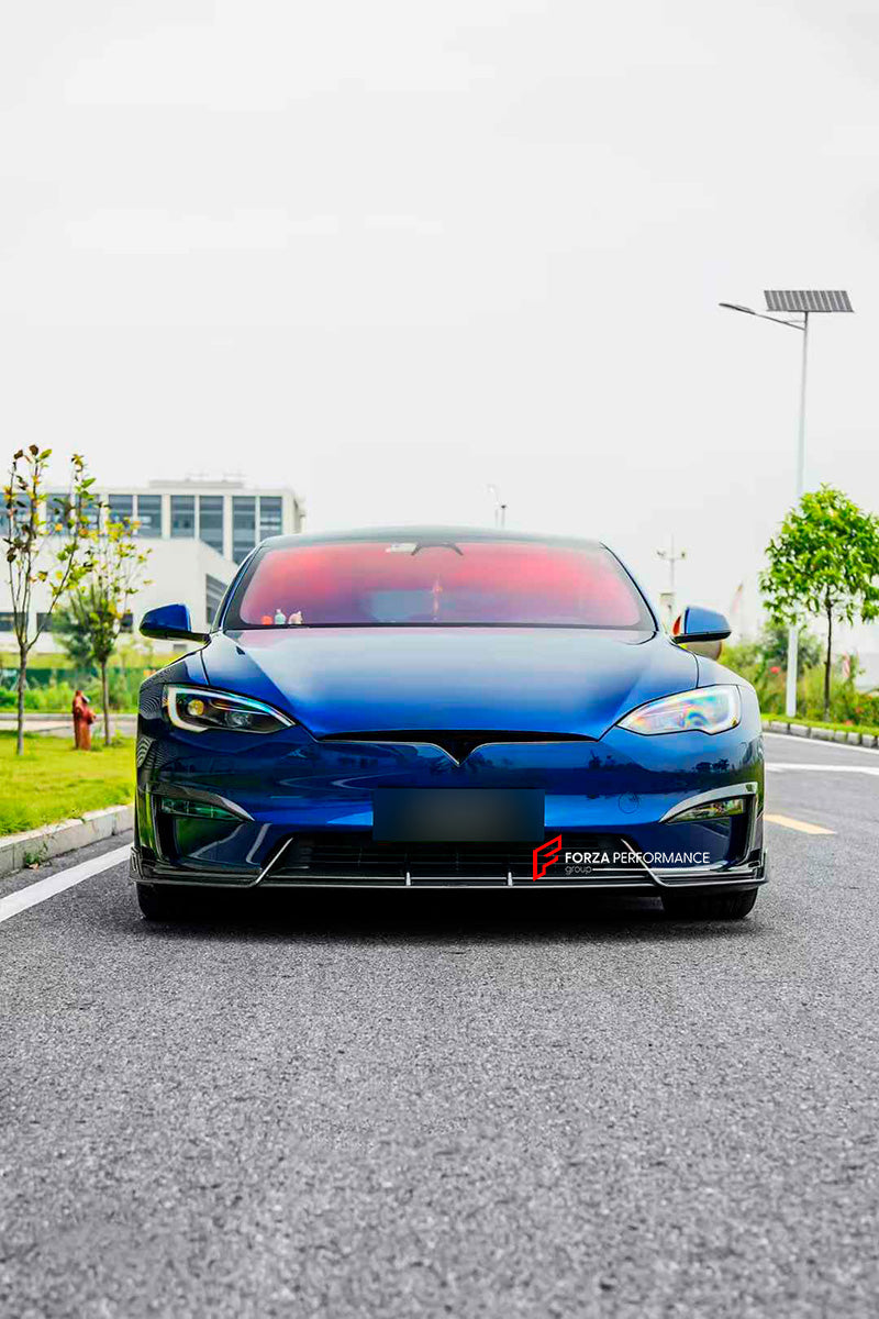 CARBON AERO KIT for TESLA MODEL S 2021+

Set includes:

Front lip
Front Bumper Trims
Side Skirts

Rear Spoiler
Rear Diffuser

Material: Carbon Fiber

Note: Professional installation is required